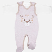 Early Baby Top & Tiger Footed Dungarees Set - Ecru Dungaree EEVI 