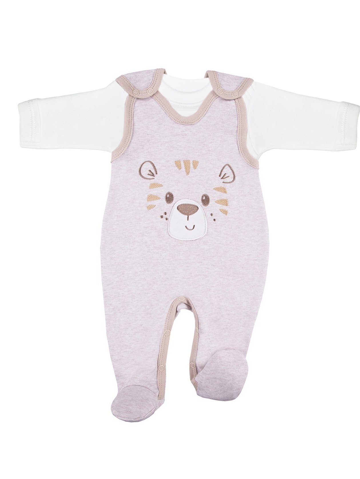Early Baby Top & Tiger Footed Dungarees Set - Ecru - Dungaree - EEVI