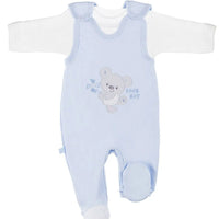 Early Baby Top & Bear Footed Dungarees Set - Blue Dungaree EEVI 
