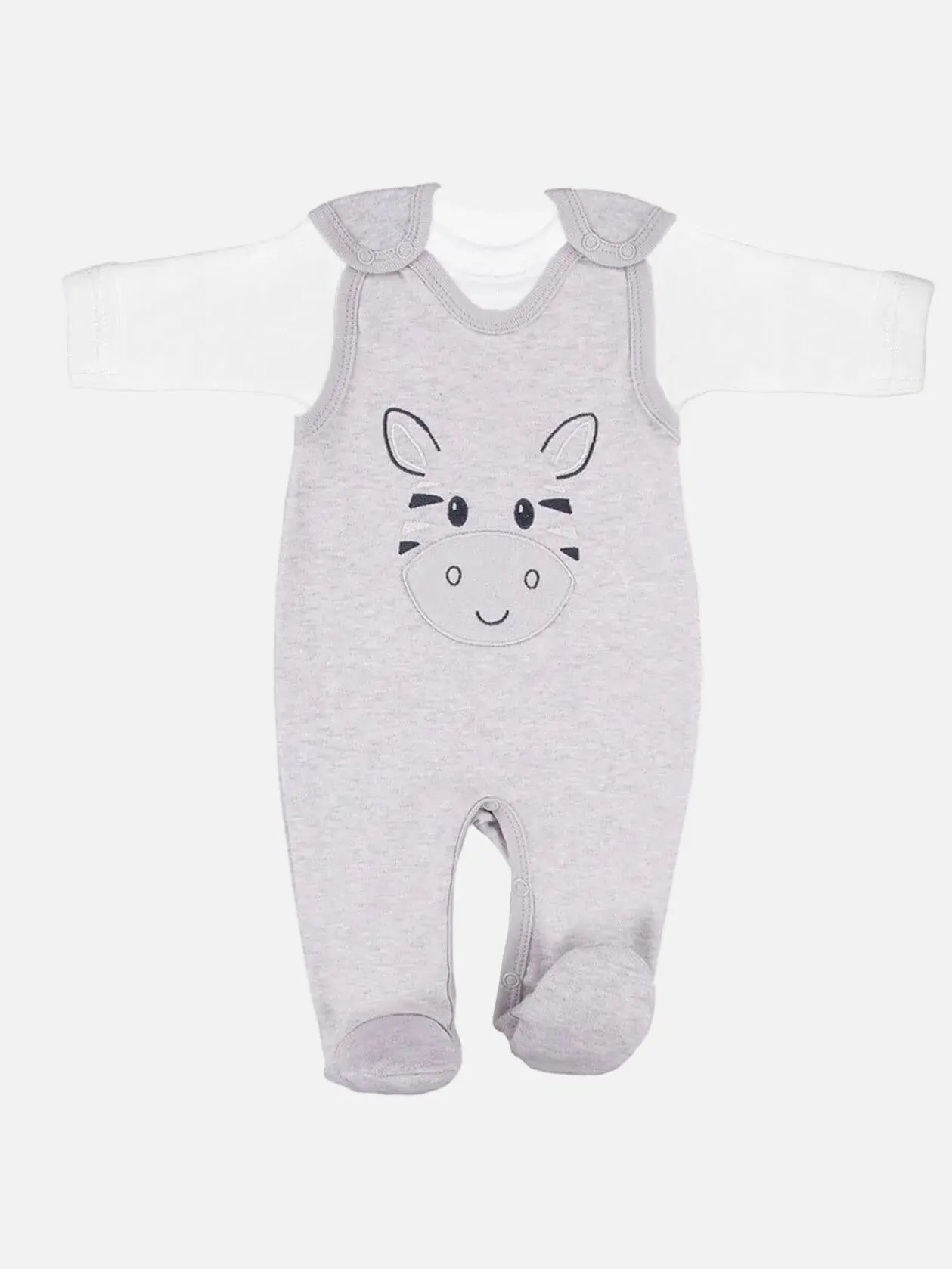 Zebra Footed Dungarees and Top Set - Grey Dungaree EEVI 