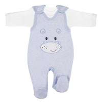 Early Baby Top & Hippo Footed Dungarees Set - Blue Dungaree EEVI 