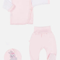 Embroidered Bunny Rabbit Trousers & Wrapover Top Set - Pink Top & Trousers EEVI 