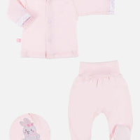 Embroidered Bunny Rabbit Trousers & Top Set - Pink Top & Trousers EEVI 