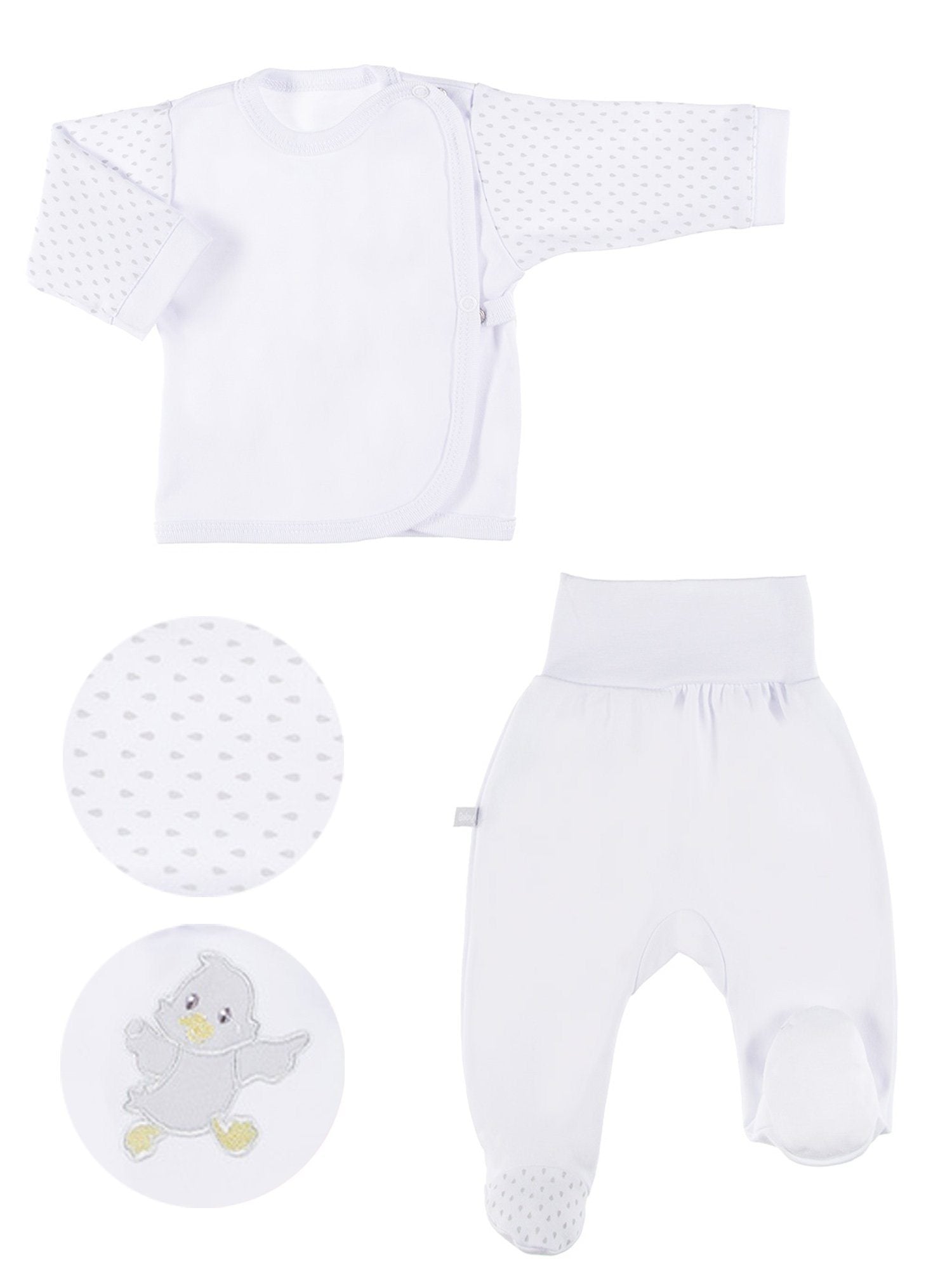 Embroidered Chick Trousers & Wrapover Top Set - White - Set - EEVI