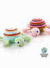 Turtle - Fair Trade Organic Crochet Baby Rattle - Pink Stripe - Rattle - Pebble Toys