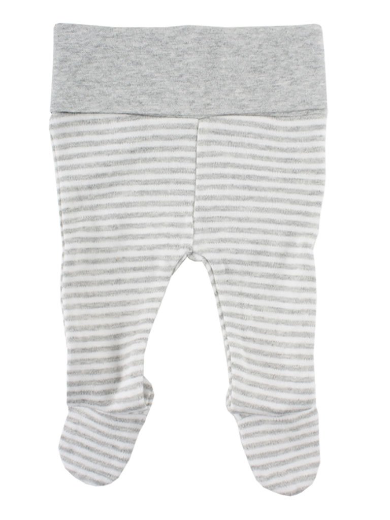 Organic Cotton Grey/White Stripe Footed Trousers - Trousers / Leggings - Fixoni