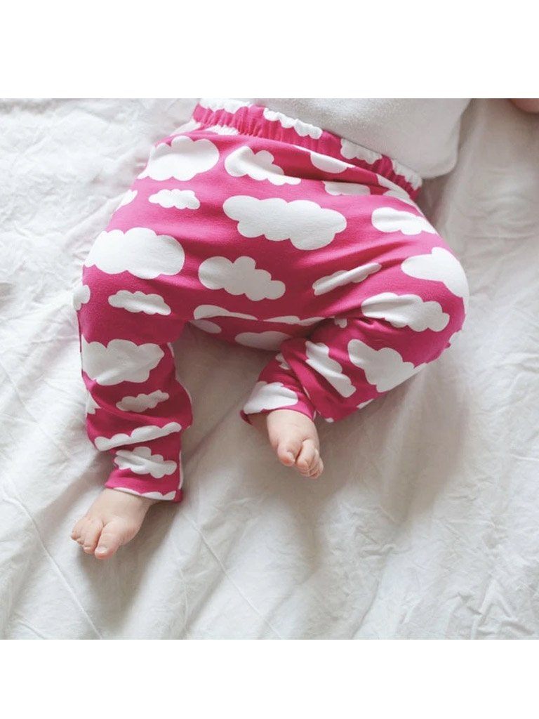 Pink Cloud Print Baby Leggings, Fred & Noah - Tiny Baby - Trousers / Leggings - Fred & Noah