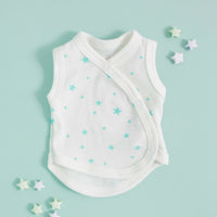 Incubator Vest, Mint Green Stars, Premium 100% Organic Cotton Bodysuit / Vest Tiny & Small 