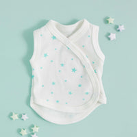 3 Pack - Star Incubator Vests - Blue, Mint & Silver Stars, 100% Organic Cotton Set/Multipack Tiny & Small 