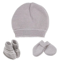 Knitted Hat, Mittens & Booties Set - Grey Hat, Mitts & Booties Set La Manufacture de Layette 