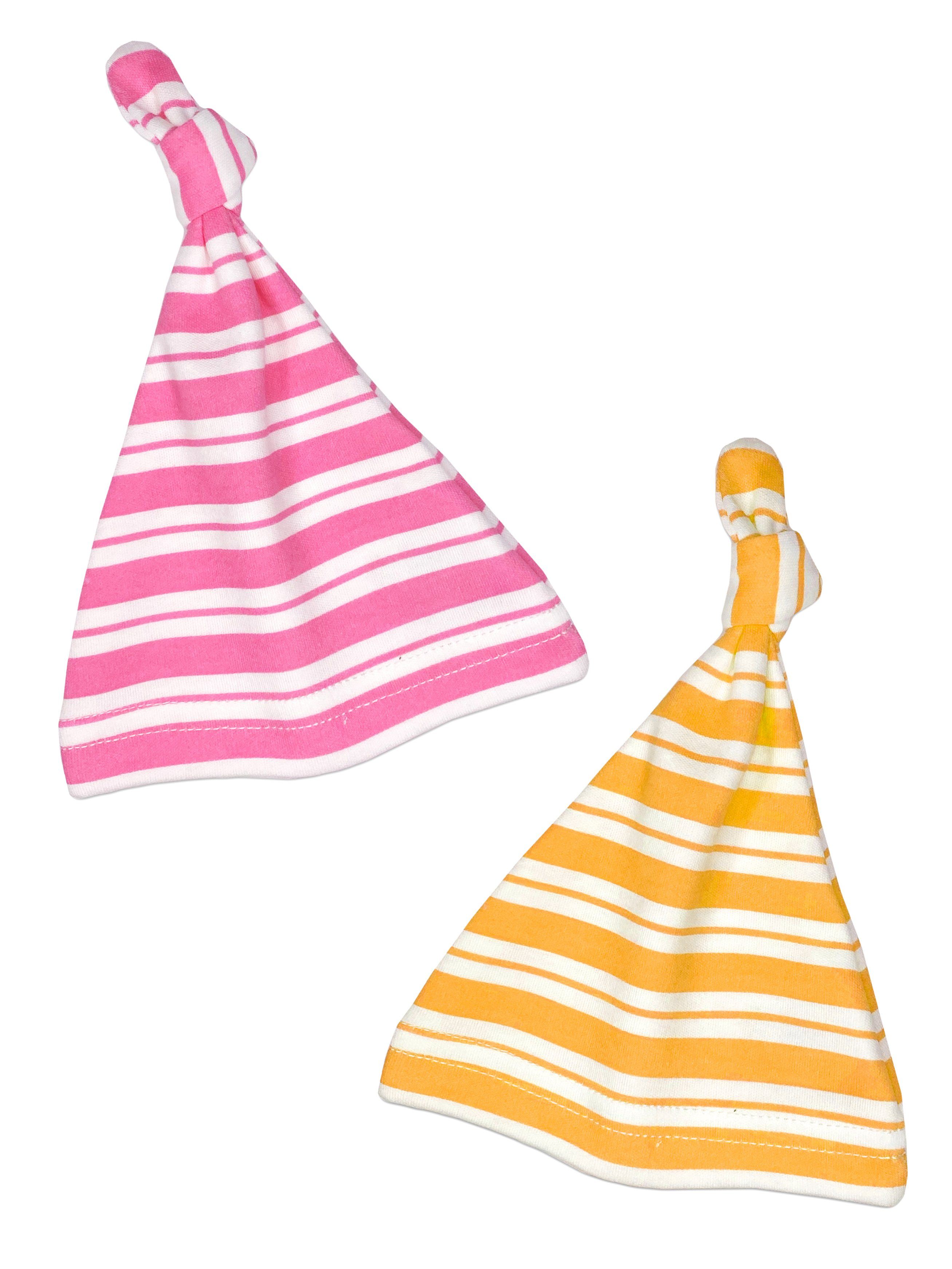 Pink & Yellow Stripe Knotted Prem Baby Hat Set - Hat - Little Mouse Baby Clothing & Gifts