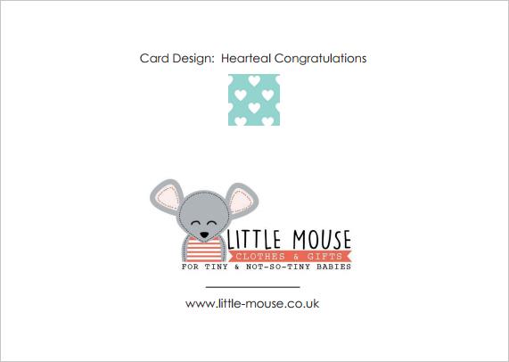 Congratulations, Hearts & Teal - New Baby Card - New baby card - Little Mouse Baby Clothing & Gifts