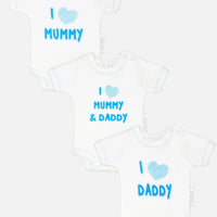 3 Pack Vests: I Love My Mummy & Daddy - Blue (3-5lbs & 5-8lbs) Set Tiny Chick 