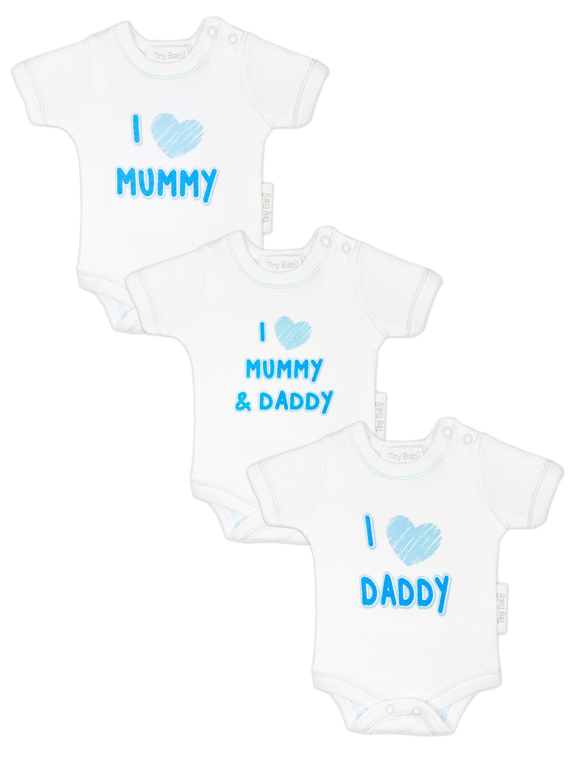 3 Pack Vests: I Love My Mummy & Daddy - Blue (3-5lbs & 5-8lbs) Set Tiny Chick 
