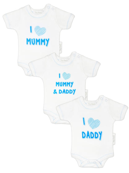 3 Pack Vests: I Love My Mummy & Daddy - Blue (3-5lbs & 5-8lbs) Set Tiny Chick 