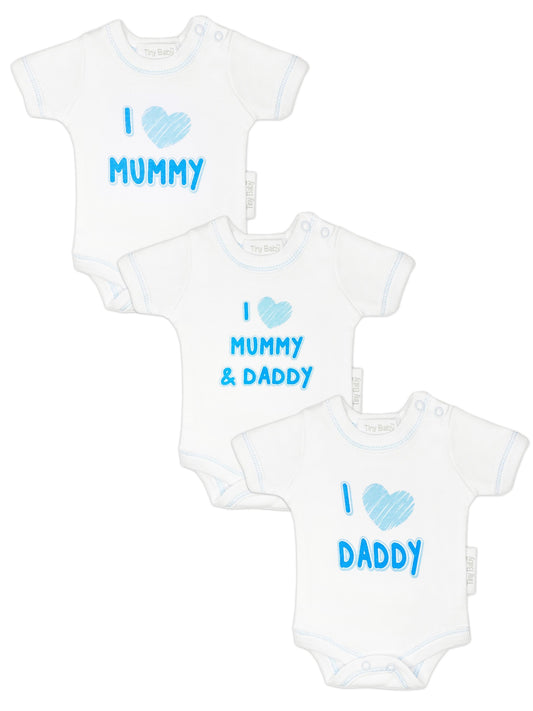 3 Pack Vests: I Love My Mummy & Daddy - Blue (3-5lbs & 5-8lbs) Set Tiny Chick 