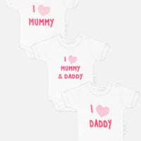 3 Pack Vests: I Love My Mummy & Daddy - Pink Bodysuit / Vest Tiny Chick 