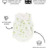 Incubator Vest, Apple Floral , Premium 100% Organic Cotton Bodysuit / Vest Tiny & Small 