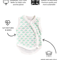 Incubator Vest, Mint Cloud, Premium 100% Organic Cotton Bodysuit / Vest Tiny & Small 