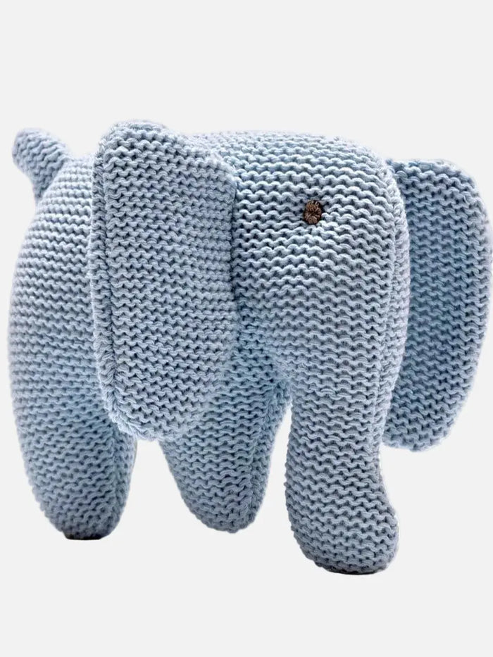 Organic Cotton Elephant Baby Rattle - Blue