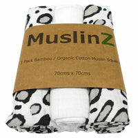 MuslinZ Bamboo/Organic Cotton Muslin Squares, Leopard - 3 Pack Muslin Muslinz 