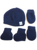Tiny Baby Knitted Hat, Mittens & Booties Set - Navy - Hat, Mitts & Booties Set - La Manufacture de Layette