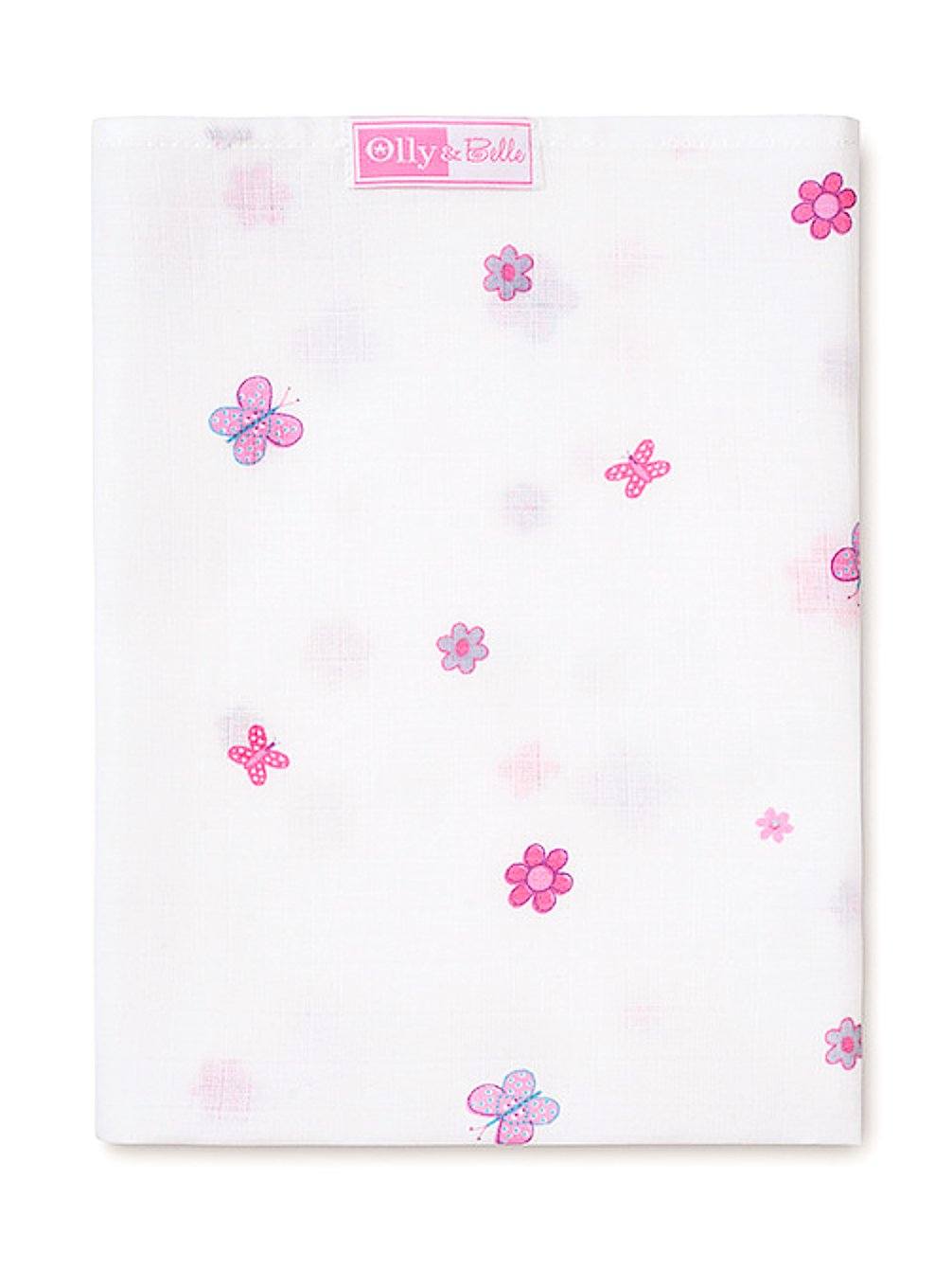 Floral Butterfly Print 100% Cotton Muslin Square by Olly & Belle - Muslin - Olly & Belle