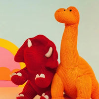 Knitted Diplodocus Rattle/Toy, Orange Toy Best Years 