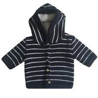 Navy Knitted Jacket with White Stripe Cardigan / Jacket La Manufacture de Layette 