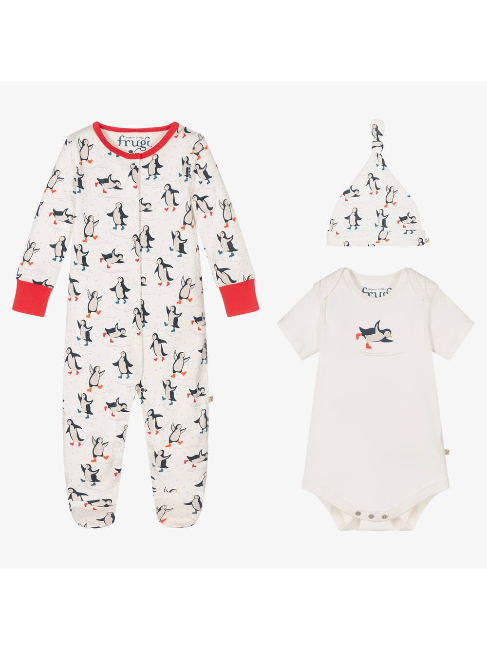 Organic Cotton Penguin Sleepsuit, Bodysuit & Hat Gift Set by Frugi - Set - Frugi