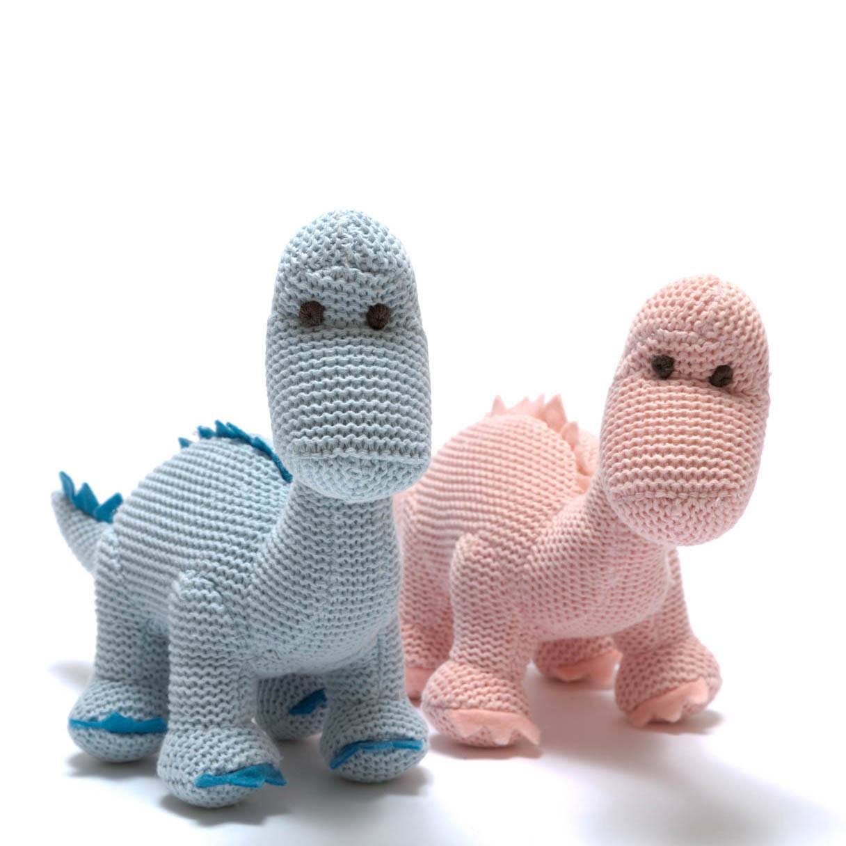 Knitted Organic Cotton Pastel Diplodocus, Pink - Toy - Best Years