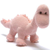 Knitted Organic Cotton Pastel Diplodocus, Pink Toy Best Years 
