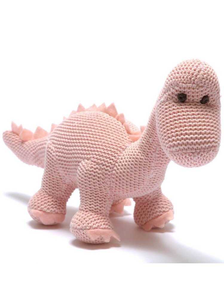 Knitted Organic Cotton Pastel Diplodocus, Pink - Toy - Best Years