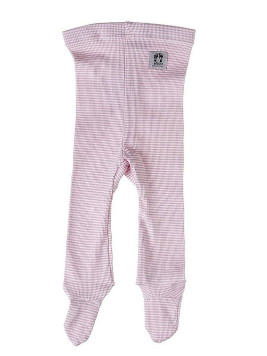 Organic Cotton Pink Stripe Rib Footed Trousers - 4-6lb Trousers / Leggings Pippi 