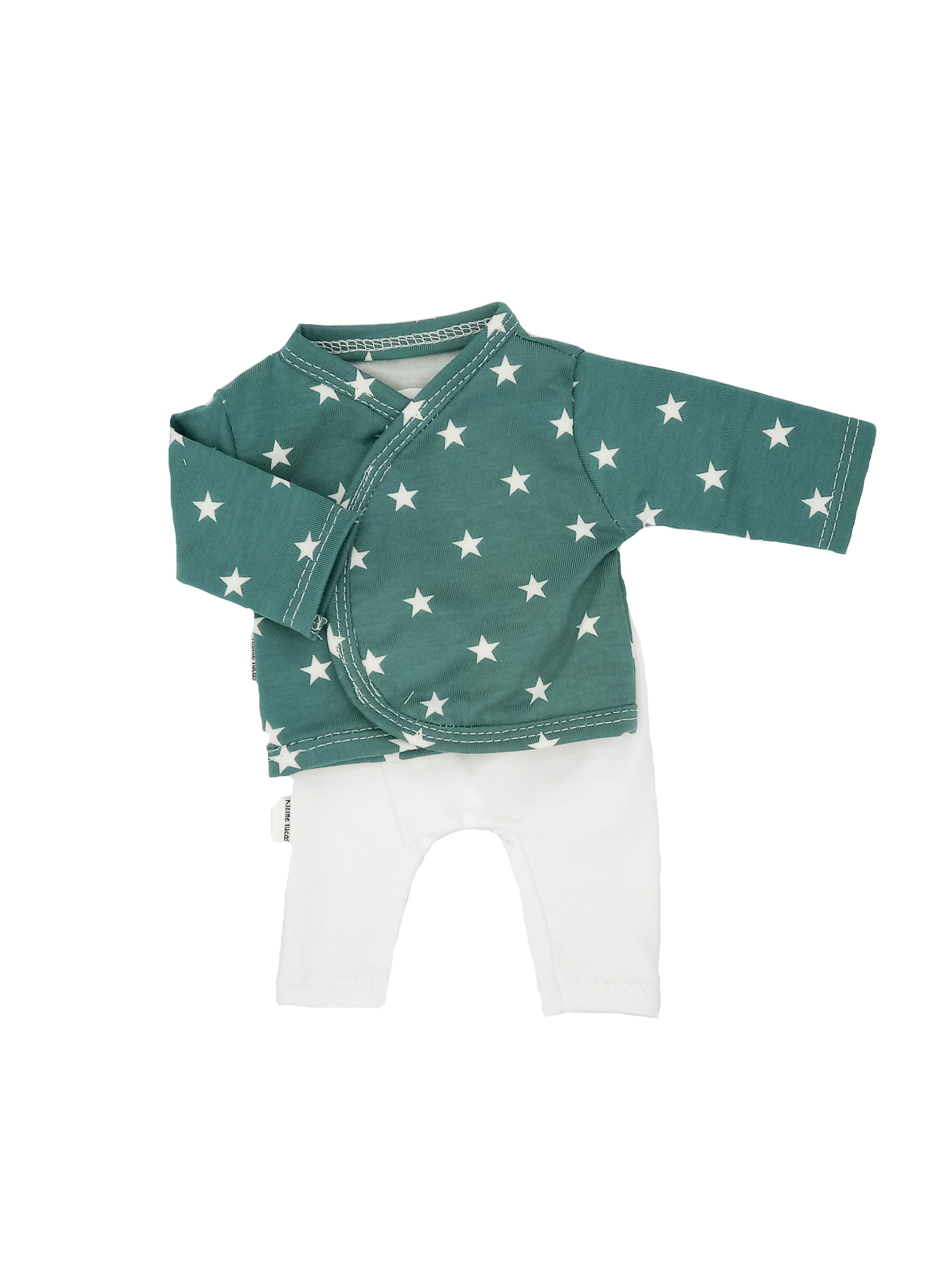 Preemie Baby Clothes, Top & Trouser Set, Green and White Stars - Set - Little Lucas