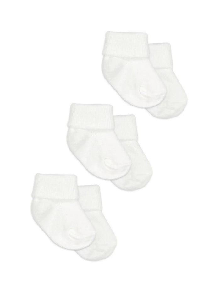 Premature & Tiny Baby Socks, White, 3 Pack