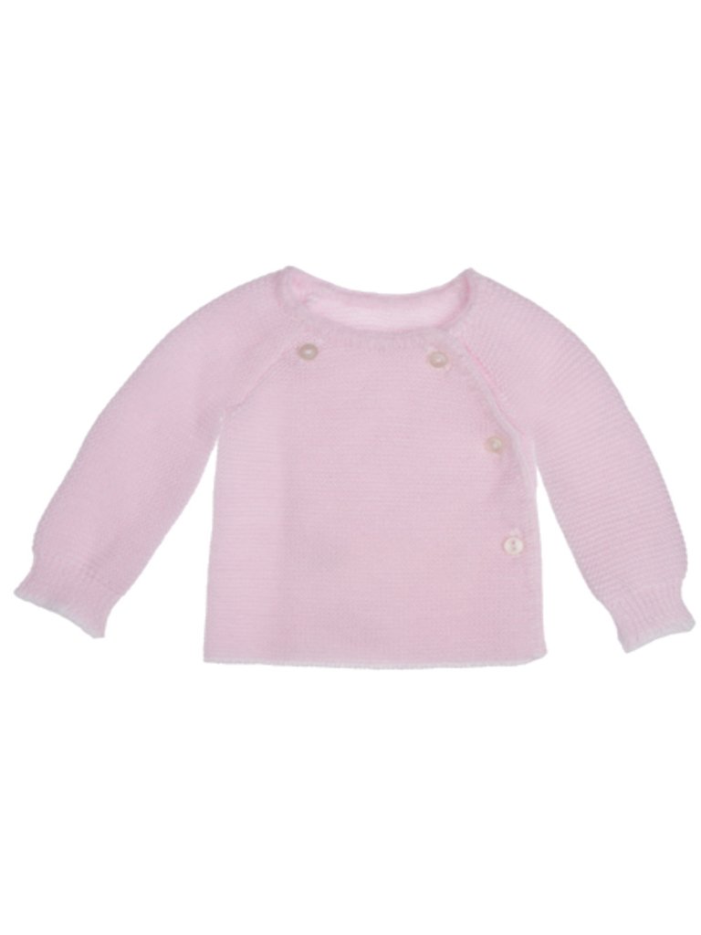 Tiny Baby Cardigan, Knitted, Light Pink - Cardigan / Jacket - La Manufacture de Layette