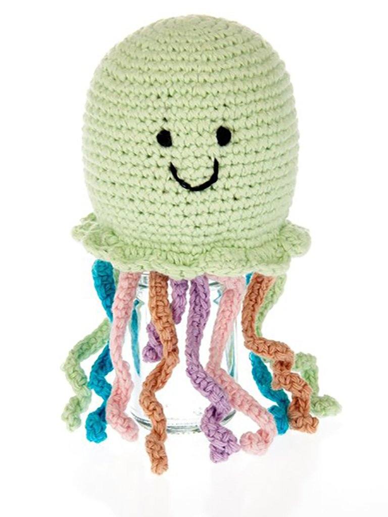 Crochet Jellyfish - Fair Trade Rattle Toy, Pebble Toys - Rattle - Pebble Toys
