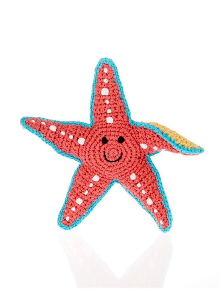 Crochet Starfish - Fair Trade Rattle Toy, Pebble Toys - Rattle - Pebble Toys