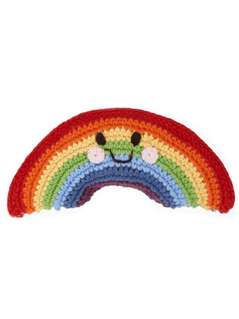 Bright Rainbow Crochet Fair Trade Rattle Toy - Rattle - Pebble Toys