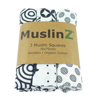 MuslinZ Bamboo/Organic Cotton Muslin Squares, Sensory - 3 Pack Muslin Muslinz 