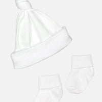Premature Baby Knotted Hat and Socks Set - White Hat, Mitts & Booties Set Little Mouse Baby Clothing & Gifts 