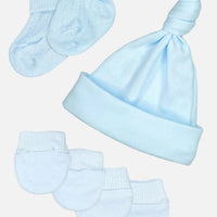 Premature Baby Knotted Hat, Socks and Mitts Set - Blue Hat, Mitts & Booties Set Little Mouse Baby Clothing & Gifts 