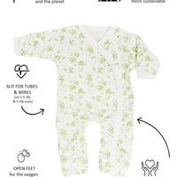 Preemie Girl Sleepsuit, Apple Floral, Premium 100% Organic Cotton Sleepsuit / Babygrow Tiny & Small 