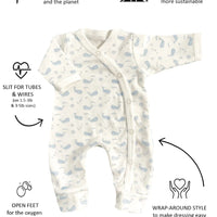Tiny Baby Sleepsuit, Ocean Blue, Premium 100% Organic Cotton Sleepsuit / Babygrow Tiny & Small 