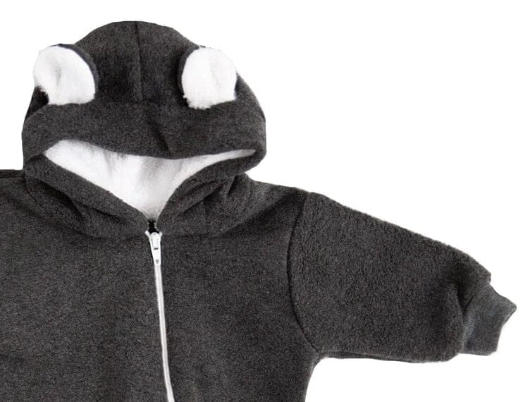 Fleece Pramsuit for a Small Baby, Charcoal - Snowsuit / Pramsuit - Little Lumps