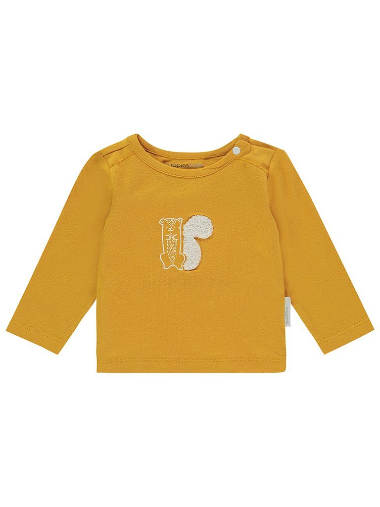 Mustard Textured Squirrel Top - Organic (Tiny Baby Size, 4-7lb) Top / T-shirt Noppies 