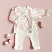 Wrap Top & Trouser Set. Bunny Meadow, Organic Cotton Top & Trousers Tiny & Small 