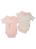 2 pack Pink Bunny and Tortoise Baby Bodysuits - Bodysuit / Vest - Tiny Chick