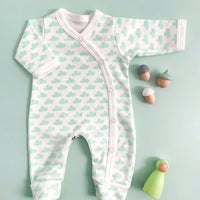 Sleepsuit, Mint Cloud, Premium 100% Organic Cotton Sleepsuit / Babygrow Tiny & Small 